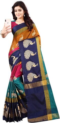 PARIKSHIT ARTS WOMEN'S Soft Cotton Silk Foil Printed For Women Half Sarees Beautiful Free Size with Blouse Piece, One Size in Saudi Arabia