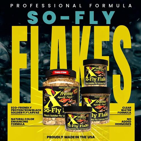 Xtreme So-Fly Flakes - Sustainable Protein from Black Soldier Fly Larva for Tropical Fish - Eco-Friendly Food, Nutrient-Rich, All-Natural Diet - USA Farm Grown (3.5oz) in Saudi Arabia