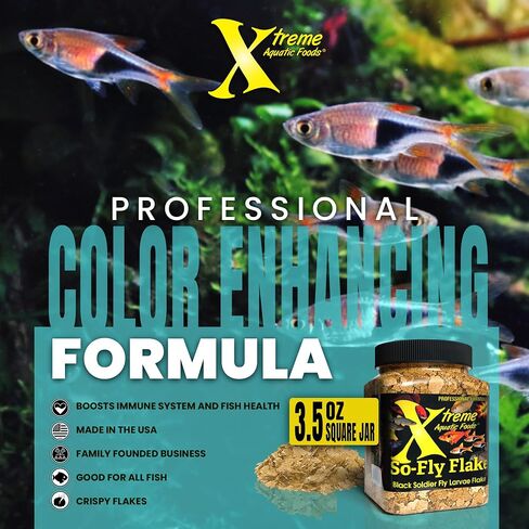 Xtreme So-Fly Flakes - Sustainable Protein from Black Soldier Fly Larva for Tropical Fish - Eco-Friendly Food, Nutrient-Rich, All-Natural Diet - USA Farm Grown (3.5oz) in Saudi Arabia