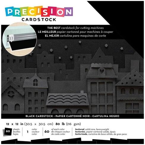 American Crafts Precision Cardstock Pack 80lb 12"X12" 60/Pkg-Black/Textured in Saudi Arabia