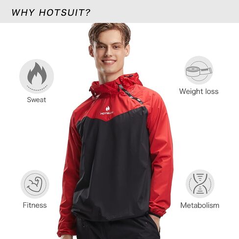 HOTSUIT Sauna Jacket for Men Weight Loss Workout Vest Sauna Shirts, Red, L in Saudi Arabia
