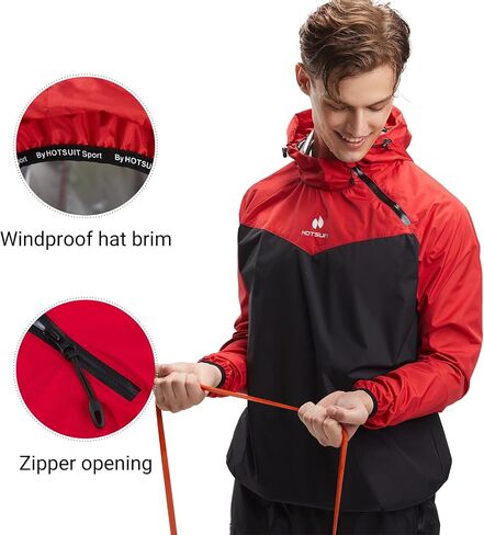 HOTSUIT Sauna Jacket for Men Weight Loss Workout Vest Sauna Shirts, Red, L in Saudi Arabia