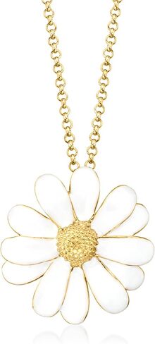 Ross-Simons Italian White Enamel Daisy Necklace in 18kt Gold Over Sterling. 18 inches in Saudi Arabia