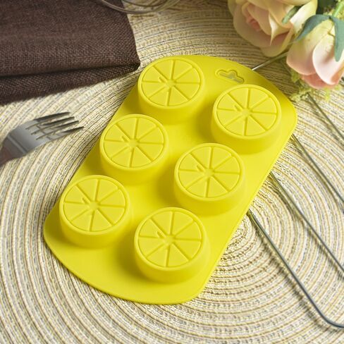 Newk Friut Shaped Silicone Mold, 4 Packs 6- Cavity Lemon 3D Bakeware Mold, Nonstick Food Grade Mold for Soap, Ice Cube, Candies, Fondant, Chocolate in Kuwait