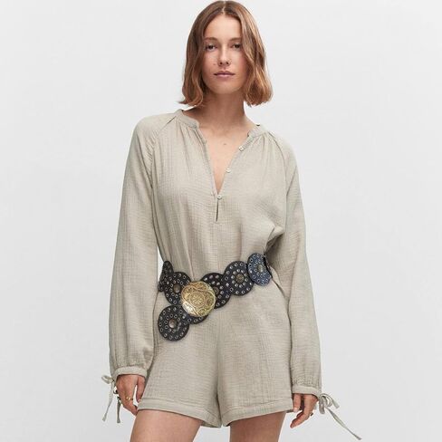 حزام قرصي عريض للنساء من جلامورستار، أحزمة خصر جلدية كونشو، حزام غربي عتيق للفساتين in Kuwait