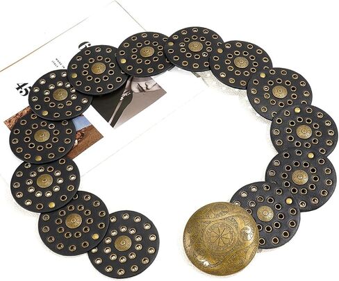 حزام قرصي عريض للنساء من جلامورستار، أحزمة خصر جلدية كونشو، حزام غربي عتيق للفساتين in Kuwait