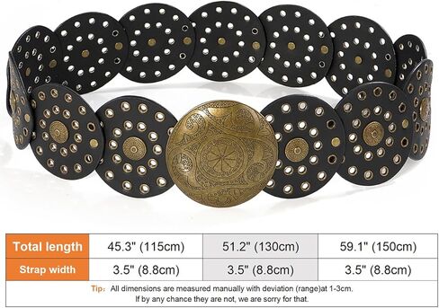 حزام قرصي عريض للنساء من جلامورستار، أحزمة خصر جلدية كونشو، حزام غربي عتيق للفساتين in Kuwait