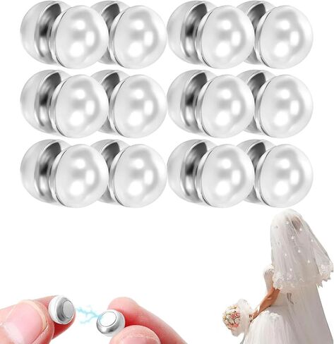 Bridal Wedding Veil Weights 12 Sets Magnetic Double-sided Pearls With Gift Box Secures Long Veils for Outdoor Weddings Elegant Brides Veil Accessories Muslim Scarves in Saudi Arabia