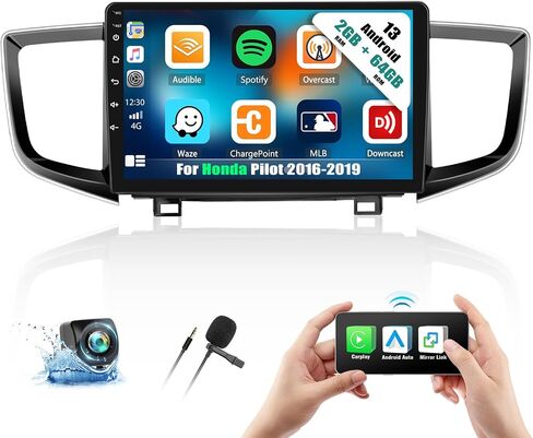 ستيريو سيارة 2G+64G Android 13 لسيارة Honda Pilot 2016 2017 2018 2019 مع Carplay Android Auto، شاشة لمس 10.1 بوصة راديو سيارة Honda Pilot مع ملاحة GPS بلوتوث، WiFi/FM/RDS، SWC+كاميرا احتياطية in Saudi Arabia