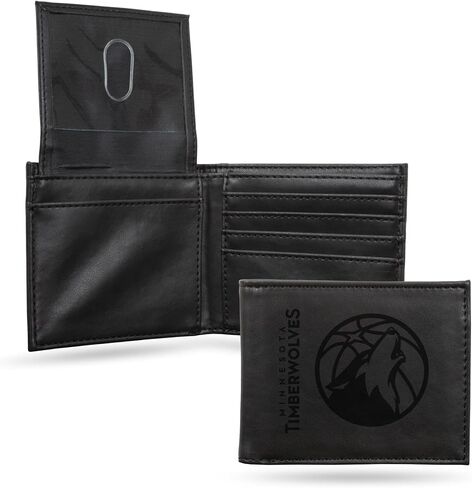 محفظة NBA Minnesota Timberwolves للرجال بنية ثلاثية الطي - شعار الفريق الفاخر 9 جيوب محفور بالليزر على جلد نباتي - تصميم بسيط، نافذة لبطاقة الهوية، حامل بطاقة الائتمان - هدية مثالية للرجال in Saudi Arabia