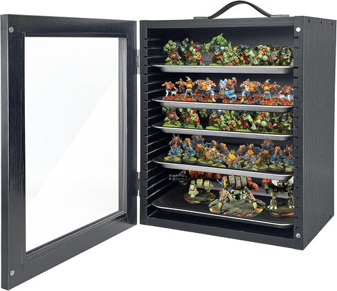 حافظة عرض مصغرة مع 5 أدراج معدنية، حقيبة حمل مصغرة بمقبض، حافظة عرض صغيرة، هدية لمحبي الأشكال المصغرة، أسود in Kuwait