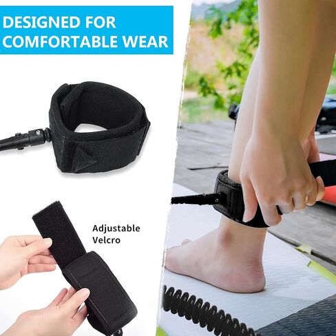 10ft Surfboard Leash 7MM,SUP Leash Retractable,Surfing Ankle Lanyard for Kayak,Longboards,Stand up Paddle Board Accessories in Saudi Arabia