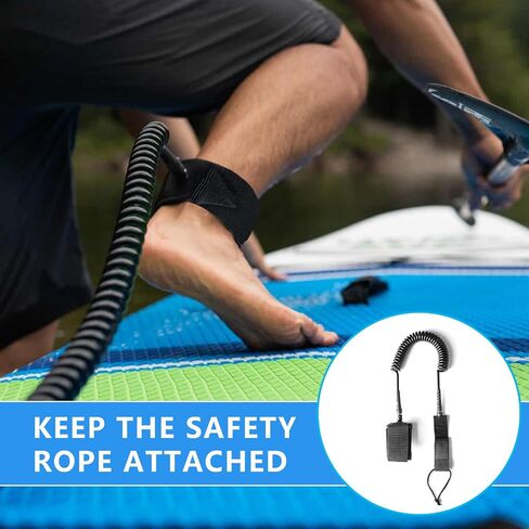 10ft Surfboard Leash 7MM,SUP Leash Retractable,Surfing Ankle Lanyard for Kayak,Longboards,Stand up Paddle Board Accessories in Saudi Arabia
