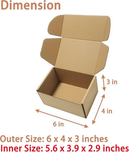 60 Pack Small Shipping Boxes, 6x4x3 Inches Corrugated Cardboard Shipping Boxes for Packaging Small Business, Brown Mailing Boxes in Kuwait
