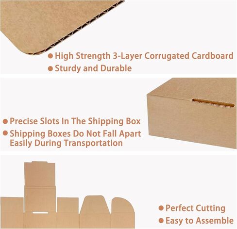 60 Pack Small Shipping Boxes, 6x4x3 Inches Corrugated Cardboard Shipping Boxes for Packaging Small Business, Brown Mailing Boxes in Kuwait