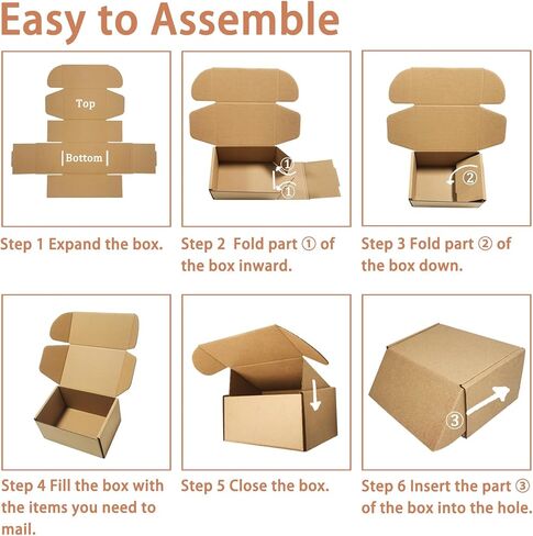60 Pack Small Shipping Boxes, 6x4x3 Inches Corrugated Cardboard Shipping Boxes for Packaging Small Business, Brown Mailing Boxes in Kuwait