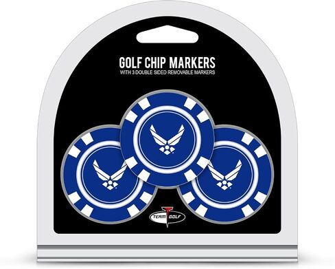 مجموعة من 3 علامات كرة جولف من Team Golf Military Air Force، حجم شريحة البوكر مع علامات مينا أصغر حجمًا على الوجهين in Saudi Arabia