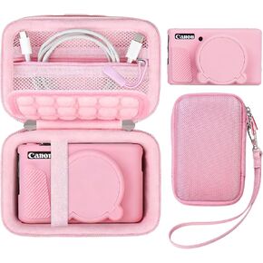 Camera Case for Canon PowerShot SX740/SX730 Digital Camera, SX740 HS Case for Canon Camera, EVA Hard Carrying Case with Soft Silicone Protective Cover, Removable Lens Cover, Wrist Strap, Pink in Saudi Arabia