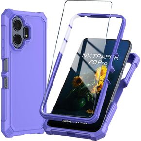 for TCL NXTPAPER 70 Pro Phone Case with Tempered Glass Screen Protector,Slim Soft Silicone Full-Body Protective Cover (Clear) in Saudi Arabia