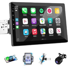 Haudio Single DIN Car Stereo 10.1 Inch Rotating IPS Touchscreen, Wireless CarPlay and Android Auto, Android 13, 2GB+32GB, GPS, WiFi, Bluetooth, AM/FM RDS Radio, 720P AHD Backup Camera in Saudi Arabia