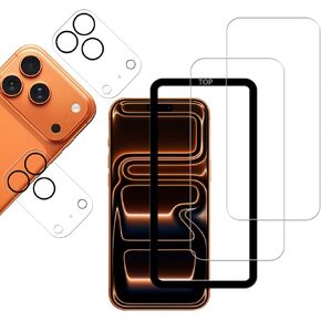 Screen Protector For iPhone17Pro Tempered Glass 2-Pack Camera Lens Protector Film 2-Pack With Easy Alignment Tool in Saudi Arabia