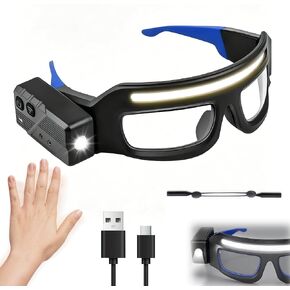 LED Light Safety Glasses,90°Rotatable 5-Mode Touch Eyewear,USB-C Rechargeable, for Mechanic,Fishing,Camping in Saudi Arabia