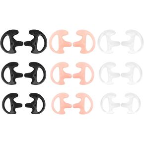 9-Pair Silicone Ear Molds for Two-Way Radio Acoustic Coil Tube Earpiece Left & Right Ear Replacement Compatible with Motorola Kenwood Baofeng Retevis (Clear, Black, Pink L/M/S 18pcs) in Saudi Arabia