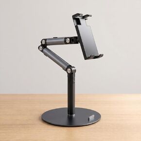 Tablet Stand for Phone with Clamp, 3-Section Arm 360° Adjustable Tablet Holder, Compatible with 4.7-15.6 Inch Devices, Grey and Black in Saudi Arabia
