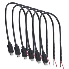 6 PCS Micro USB Pigtail 2 Wire Power Cable, Micro USB Pigtail Cable — 12inch/30cm, 5V 3A, 22AWG, 2 Wires Power Pigtails Cables Cord DIY Black, 1 Feet in Saudi Arabia