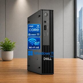 Customized Dell Pro Micro QCM1250 Desktop Computer, Intel Core i5-14500T (14 Cores, Up to 5.0GHz), Up to 64GB DDR5 RAM, Up to 4TB PCIe SSD, DP+HDMI Dual 4K Support, Wi-Fi 6E, Windows 11 Pro in Kuwait