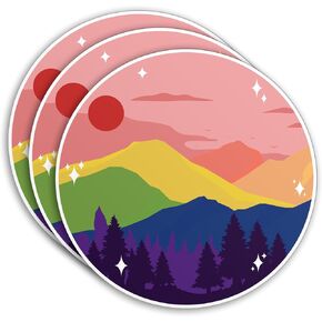 (3Pcs) Subtle LGBTQ+ Sticker LGBTQ+ Flag LGBT Stickers Pride Mountain Trans Sunset Cute 2" Waterproof Die-Cut Vinyl Sticker for Laptop Water Bottle Hard Hat Kindle Cars Sticker Decal Gifts 2 Inches in Saudi Arabia