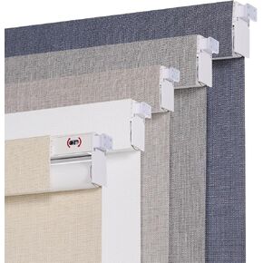 Persilux No Drill Light Filtering Roller Window Shades, White, 19"W x 64"H in Kuwait