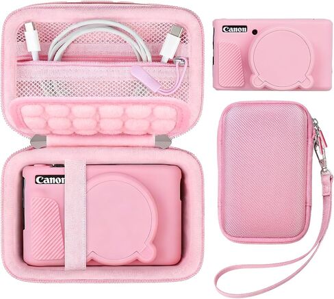 Camera Case for Canon PowerShot SX740/SX730 Digital Camera, SX740 HS Case for Canon Camera, EVA Hard Carrying Case with Soft Silicone Protective Cover, Removable Lens Cover, Wrist Strap, Pink in Saudi Arabia