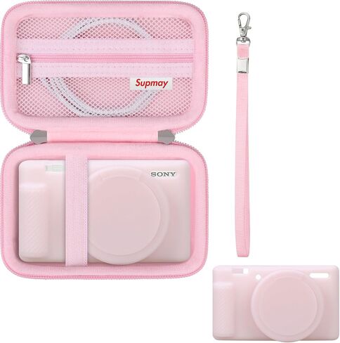 Travel Case for Sony ZV-1 Digital Camera for Content Creators, Hard Case*1+Soft Silicone Cover*1, Camera Case for Sony ZV-1, Soft Silicone Protective Bag with Removable Lens Cover, Black in Kuwait