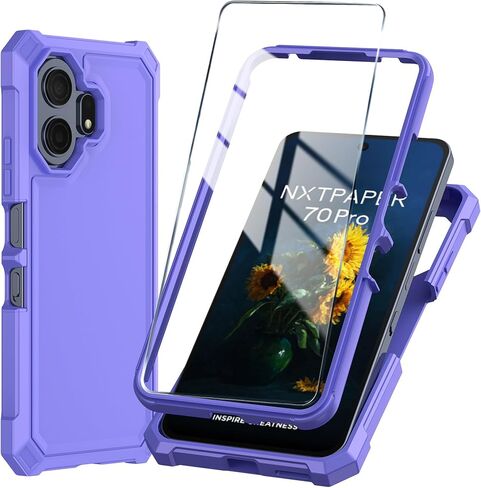 for TCL NXTPAPER 70 Pro Phone Case with Tempered Glass Screen Protector,Slim Soft Silicone Full-Body Protective Cover (Clear) in Saudi Arabia