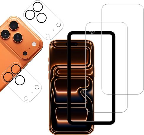 Screen Protector For iPhone17Pro Tempered Glass 2-Pack Camera Lens Protector Film 2-Pack With Easy Alignment Tool in Saudi Arabia