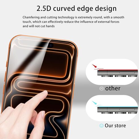 Screen Protector For iPhone17Pro Tempered Glass 2-Pack Camera Lens Protector Film 2-Pack With Easy Alignment Tool in Saudi Arabia