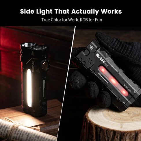 LOOP GEAR SK05 Pro 2 (with A03) 5000LM High Lumen Rechargeable Flashlight, EDC Flat Flash Light with Spot/Flood/Side Light & Strobe,IP68 Waterproof for Camping Hiking Emergency in Saudi Arabia
