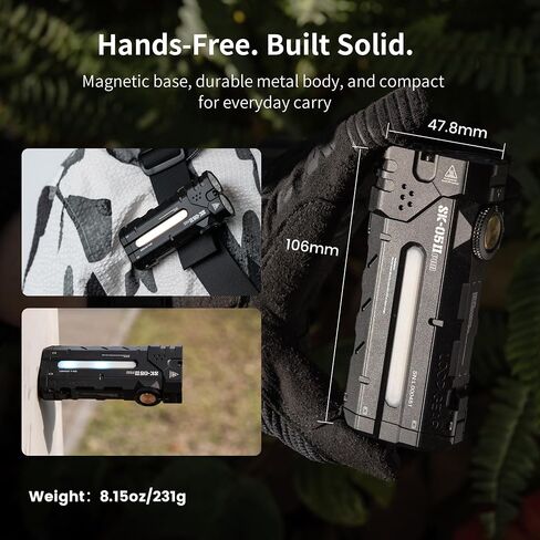 LOOP GEAR SK05 Pro 2 (with A03) 5000LM High Lumen Rechargeable Flashlight, EDC Flat Flash Light with Spot/Flood/Side Light & Strobe,IP68 Waterproof for Camping Hiking Emergency in Saudi Arabia