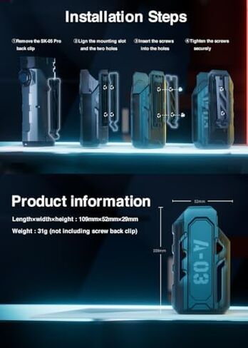 LOOP GEAR SK05 Pro 2 (with A03) 5000LM High Lumen Rechargeable Flashlight, EDC Flat Flash Light with Spot/Flood/Side Light & Strobe,IP68 Waterproof for Camping Hiking Emergency in Saudi Arabia