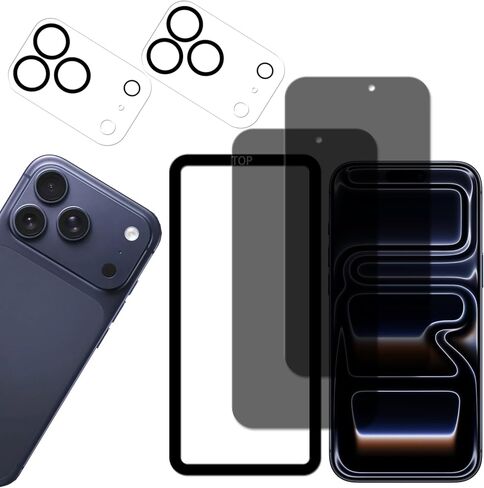 [2-2 Pack Privacy Screen Protector Designed For iPhone17Promax Anti Spy Private Tempered Glass Film 2-Pack Camera Lens Protector Film 2-Pack Easy Alignment Tool in Saudi Arabia