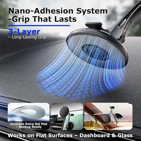 Dual Support for MagSafe Car Mount, Magnetic Phone Holder for Car with Vacuum, 360°Adjustable Metal Head &Extension Rod, Cell Phone Holders for Your Car for iPhone17/16/15/14/13/12, Android in Saudi Arabia