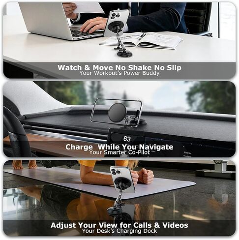 Dual Support for MagSafe Car Mount, Magnetic Phone Holder for Car with Vacuum, 360°Adjustable Metal Head &Extension Rod, Cell Phone Holders for Your Car for iPhone17/16/15/14/13/12, Android in Saudi Arabia