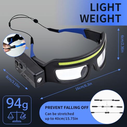 LED Light Safety Glasses,90°Rotatable 5-Mode Touch Eyewear,USB-C Rechargeable, for Mechanic,Fishing,Camping in Saudi Arabia