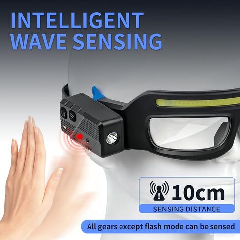 LED Light Safety Glasses,90°Rotatable 5-Mode Touch Eyewear,USB-C Rechargeable, for Mechanic,Fishing,Camping in Saudi Arabia