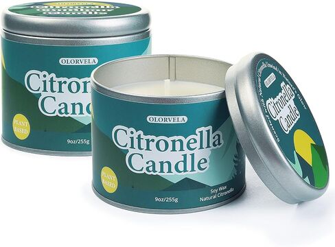 2 Pack Citronella Candles Outdoor & Indoor, 18oz Soy Wax Candles with 60+ Hours Burn Time, Long-Lasting Natural Scent for Camping, Patio, Garden & Home in Saudi Arabia