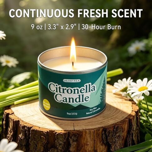 2 Pack Citronella Candles Outdoor & Indoor, 18oz Soy Wax Candles with 60+ Hours Burn Time, Long-Lasting Natural Scent for Camping, Patio, Garden & Home in Saudi Arabia