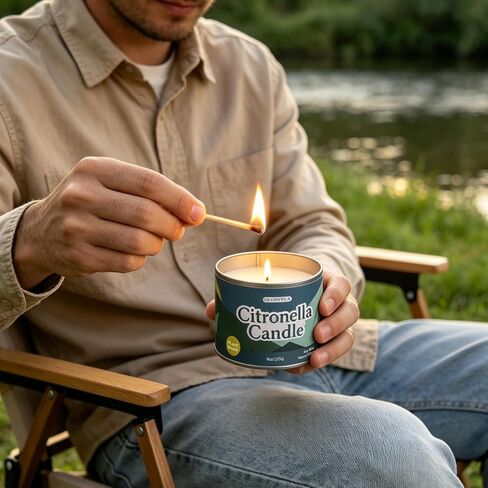 2 Pack Citronella Candles Outdoor & Indoor, 18oz Soy Wax Candles with 60+ Hours Burn Time, Long-Lasting Natural Scent for Camping, Patio, Garden & Home in Saudi Arabia