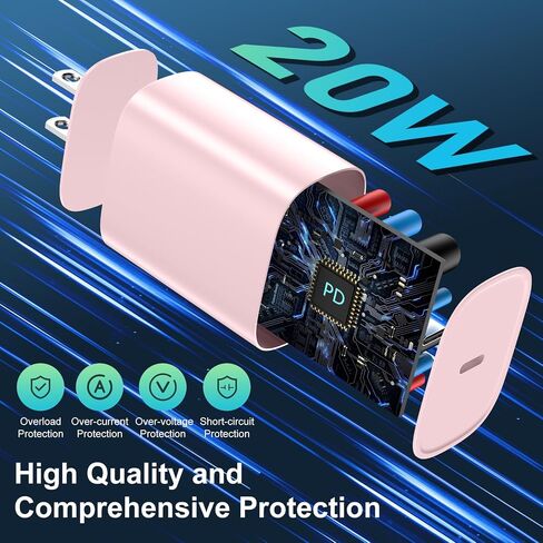 DiHines for iPhone 14 13 12 11 Fast Charger,10FT Long Fast Charging Lightning Cable with 20W USB C Charger Block for iPhone 14/14 Pro Max/13/13 Pro Max/12/12 Pro Max/11/11Pro/XS/Max/XR/X,iPad,Pink in Saudi Arabia