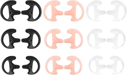 9-Pair Silicone Ear Molds for Two-Way Radio Acoustic Coil Tube Earpiece Left & Right Ear Replacement Compatible with Motorola Kenwood Baofeng Retevis (Clear, Black, Pink L/M/S 18pcs) in Saudi Arabia